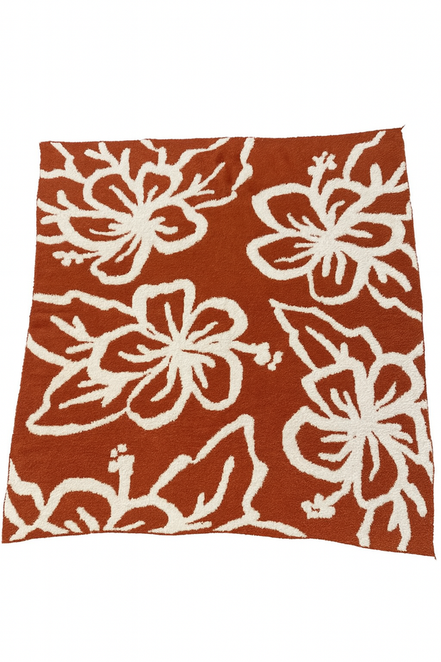 Hibiscus Plush Throw - Rusted Rose