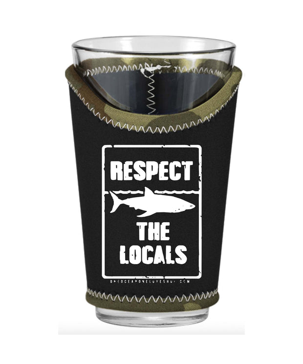 Respect The Locals Camo Pint Glass Koozie