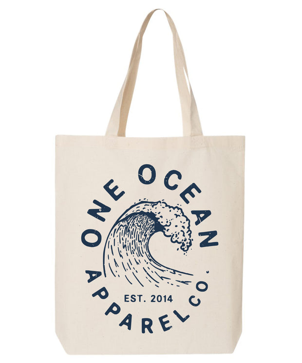 One Ocean Wave Cotton Canvas Tote